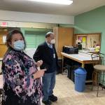 Michael S. Lockett / Juneau Empire
Pastor Karen Perkins and Brad Perkins of Resurrection Lutheran Church on Friday show where the citys warming shelter would be sited if the churchs bid to host it is approved.