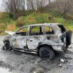 Capital City Fire/Rescue fire marshal Dan Jager said a vehicle on Valley Boulevard was destroyed early Wednesday morning in what appears to be an intentionally set fire, Oct. 20, 2021. (Michael S. Lockett / Juneau Empire)