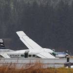 An Alaska Seaplanes aircraft bound for Skagway crashed during takeoff from Juneau International Airport on Oct. 22, 2021. (Michael S. Lockett / Juneau Empire)