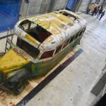 Courtesy Photo / Ned Rozell 
Fairbanks City Transit System No. 142 of Into the Wild fame inside the engineering building on the UAF campus, where UA Museum of the North conservators will work on its preservation.