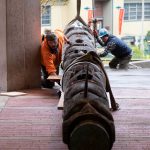 On Oct. 15, a team of workers carefully moved the Wooshkeetaan Kootéeyaa, which was carved by Yéil Yádi Nathan Jackson, as part of the City and Borough of Juneaus centennial celebration in 1980.