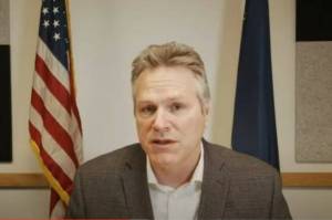 Screenshot 
Gov. Mike Dunleavy speaks to a Western Governors Association workshop held in Ketchikan on Tuesday, Nov. 2, 2021. Dunleavy gave the opening remarks Tuesday and said President Joe Bidens policies were hurting Alaska.