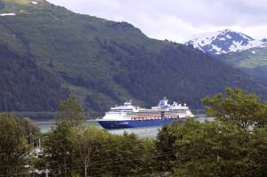 The Celebrity Millennium sails into the Port of Juneau early on the morning of July 26, 2021. During this voyage, onboard purchases were exempt from the City and Borough of Juneaus sales tax. However, a new ordinance winding through the City Assembly could change that for next year. (Dana Zigmund/Juneau Empire)