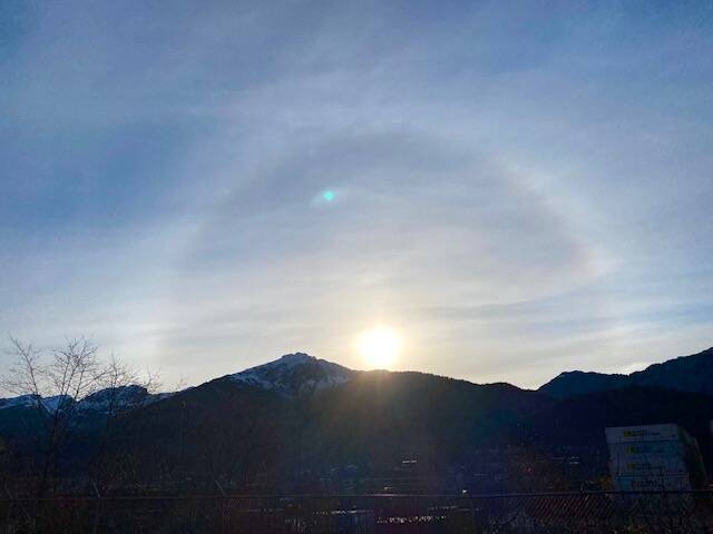 A sun dog appears over Douglas Island on Nov. 7. (Courtesy Photo / Denise Carroll)