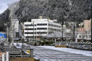 The seasons first snow greeted people downtown Wednesday, Nov. 10. Later that morning, forecasters at the National Weather Service issued a winter weather advisory, predicting that two to four inches of snow could fall on the capital city starting late Thursday night and into Friday morning. (Peter Segall/Juneau Empire)
