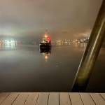 U.S. Coast Guard Cutter Elderberry arrives in Juneau late on Nov. 27, 2021, bearing the Christmas tree due for the Alaska Governors Mansion from Wrangell. (USCG photo / Chief Petty Offcer Kip Wadlow)