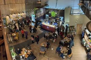 Juneau residents enjoy Gallery Walk at Devils Club Brewing Company, which hosted artist Jacqui Tingey. (Courtesy photo / Mircea Brown)