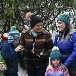 The Boehm family, from left to righ, Maverick, Archer, Char, Elaina, Tina and McCoy wait outside the Alaska Governors Mansion on Tuesday, Dec. 7, 2021, for a Christmas open house event. Tina Boehm said she comes regularly with her family. (Peter Segall / Juneau Empire)