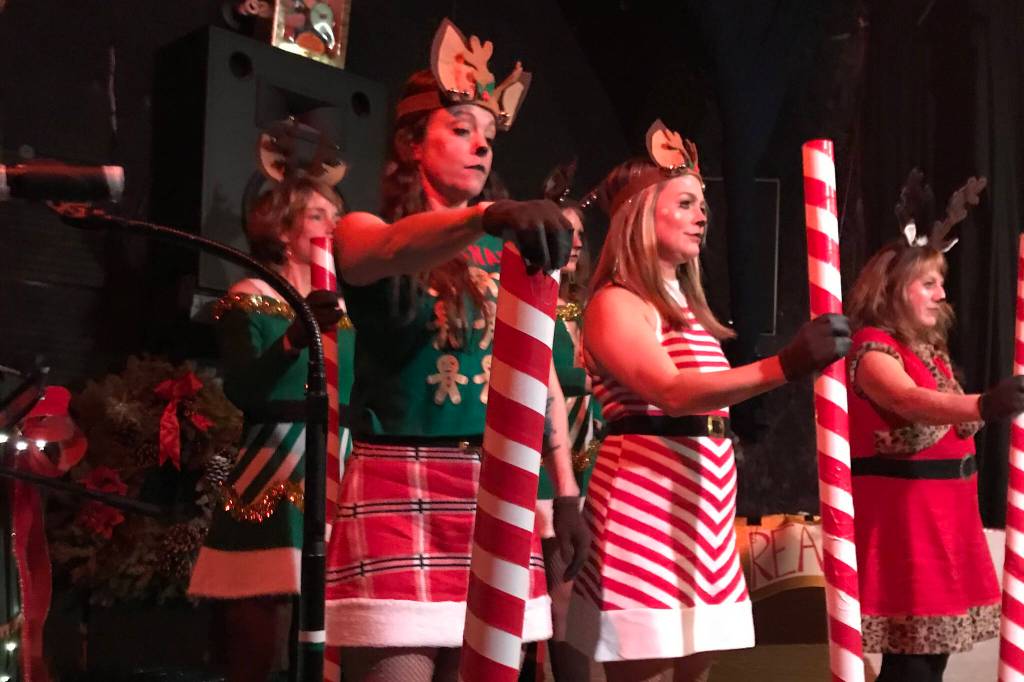 Performers in the Gold Town Theaters virtual 2020 Christmas Extravaganza stand ready. This years event will involve performers traveling from location to location performing smaller sets. (Courtesy photo / Collette Costa)
