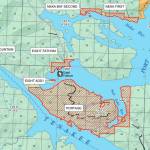 This map, provided by Alaska Natives Without Land, shows possible federal land grants for the landless community of Tenakee Springs, one of five communities in Alaska not granted land by the Alaska Native Claims Settlement Act in 1971. (Screenshot)
