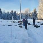 Courtesy photo / American Legion Post 25 
Members of the American Legion Post 25 lay wreaths in a circle Alaska Memorial Park on Dec. 18, 2021 in concert with Wreaths Across America ceremonies nationwide. The group also laid wreaths at the Shrine of St. Therese and Evergreen Cemetery that day.
