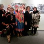 This photo shows the Sámi Reindeer People exhibit opening in Vesterheim Norwegian American Museum, Decorah, Iowa. L to R: Marlene Wisuri, Cari Mayo, Nathan Muus, Faith Fjeld, Lois Stover (Sara, Twitchell, Kvamme original Sámi herder families), Marie Olson, Nancy Olson, Pearl Johnson. (Courtesy Photo / Nathan Muus)