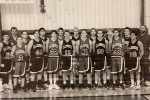 The 1997-1998 Klawock boys basketball team. The author is in the back, the third player from the right. (Courtesy Photo)