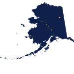 This image available under the Creative Commons license shows the outline of the state of Alaska filled with the pattern of the state flag. The state on Thursday reported a modest population growth between April 2020 and July 2021. It's the first time since 2016 the state has reported a population increase. (