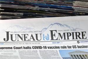 This picture shows recent editions of the Juneau Empire. (Ben Hohenstatt/Juneau Empire)