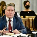 Chair of the Alaska Permanent Fund Corporation Board of Trustees Craig Richards answers questions from the bicameral Legislative Budget and Audit Committee on Tuesday, Jan. 17, 2022. The committee called Richards and other members of the board to answer questions about the December firing of APFC CEO Angela Rodell, who has claimed her termination was politically motivated. (Peter Segall / Juneau Empire)