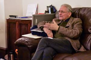 Senate Minority Leader Tom Begich, D-Anchorage, speaks to the Empire in his office of the Alaska State Capitol on Thursday, Jan. 20, 2022. Begich introduced the Alaska Reads Act with Gov. Mike Dunleavy in 2020, but despite strong bipartisan support, disruptions from COVID-19 pandemic has slowed the bills progression. But Begich is confident this will be the year a reading bill passes the Legislature. (Peter Segall / Juneau Empire)