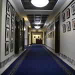 The offices of the governor and lieutenant governor are on the third floor of the Alaska State Capitol, the governor's office can be seen here on Feb. 1, 2022. The corridor walls are lined with photos of all Alaska's previous governor's and lieutenant governors going back to territorial days. (Peter Segall / Juneau Empire)