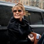 Former Alaska Gov. Sarah Palin arrives to Federal court, Thursday, Feb. 3, 2022, in New York. Palin is due back in a New York City courtroom more than a week after her libel trial against The New York Times was postponed because she tested positive for COVID-19. (AP Photo / John Minchillo)
