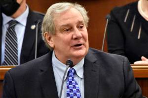 Chief Justice of the Alaska Supreme Court Daniel Winfree gave his first State of the Judiciary address to the Alaska State Legislature on Wednesday, Feb. 9, 2022. Winfree emphasized the need for courts to remain impartial in order to maintain a healthy democracy. (Peter Segall / Juneau Empire)