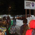 Students from Riverbend Elementary School arrive for their first day of classes at Chapel By the Lake on Jan. 24. The church offered its education wing to the Juneau School District after a burst pipe shuttered the Riverbend school building. (Dana Zigmund/Juneau Empire)