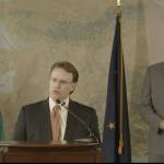 Deputy Attorney General John Skidmore speaks at a press conference in Anchorage on Friday, Feb. 11, 2022, to announce three bills introduced by Gov. Mike Dunleavy meant to address sex and human trafficking in the state. (Screenshot)