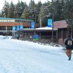 A student walks across the campus of the University of Alaska Southeast in this Feb. 4, 2021 file photo. An Anchorage Superior Court ruled Thursday against a group of UA students who had sued the state over funding for higher education scholarship programs. (Peter Segall / Juneau Empire file)