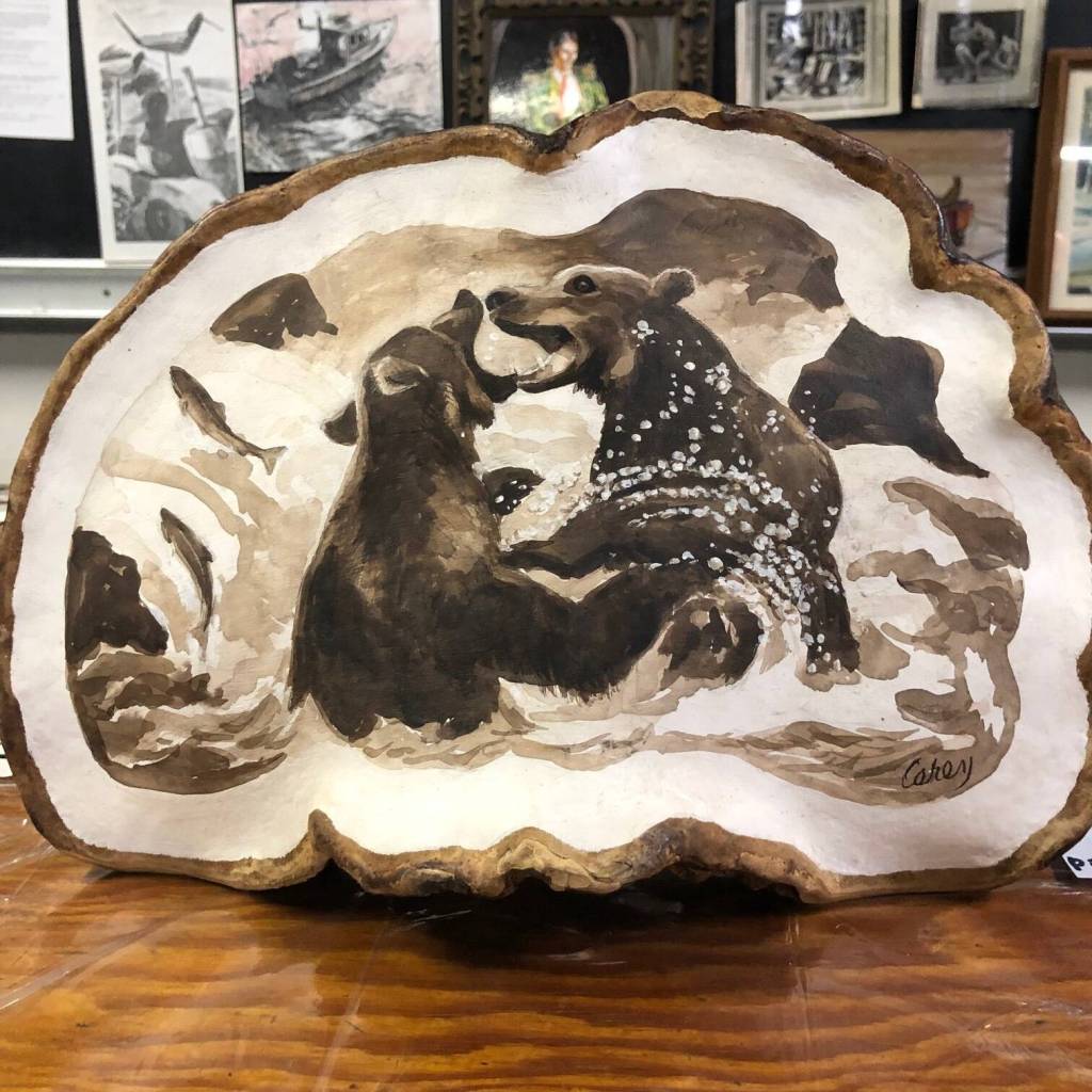 James J. Carey, a WWII veteran and longtime Hoonah resident, creates art in many formats, including this use of fungus and octopus ink. (Courtesy photo / Donna Austin)