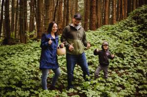Mary, Ryker and Lucas Goddard foraging on Japonski Island, Sitka. (Courtesy Photo / Donna Rae Photography)