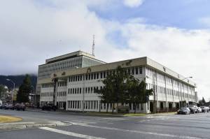 The offices of the Alaska Permanent Fund Corporation got some rate sun on Tuesday, March 1, 2022, as Alaska's lawmakers urged the corporation's Board of Directors to divest from Russian assets in response to the invasion of Ukraine. (Peter Segall / Juneau Empire)