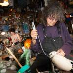 Photograph by Chris Miller
Marcia Dale and LaRece Egli repair nets.