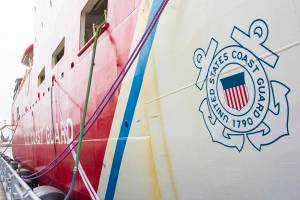 The USCGC Healy, the Coast Guards only medium icebreaker, lies moored to the pier in Juneau as it returns to Seattle at the end of deployment, Oct. 27, 2019. (Michael S. Lockett / Juneau Empire File)