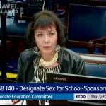 Screenshot
In this screenshot of Gavel Alaska, Sen. Shelley Hughes, R-Palmer, spoke to the Senate Education Committee on Thursday, March 3, 2022, regarding a bill that would prevent transgender athletes from competing as the sex they identify with.