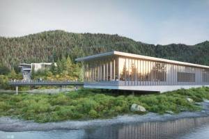 Concept art from the U.S. Forest Service's draft environmental impact statement should what a proposed expansion at the Mendenhall Glacier Visitor Center could look like. The Forest Service is currently taking public comment on the expansion and will hold an open house at the visitor center on March 15. (Courtesy Image / U.S. Forest Service)