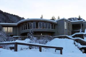 This December 2021 photo shows the Mendenhall Glacier Visitor. (Ben Hohenstatt / Juneau Empire File)