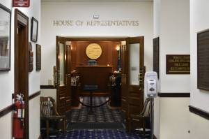 A floor session of the Alaska House of Representatives was canceled on Monday, March 28, 2022, after some lawmakers refused to wear face masks in the chamber. House Speaker Louise Stutes, R-Kodiak, reinstated the masking rule for the floor after several members of the body tested positive for COVID-19. (Peter Segall / Juneau Empire)