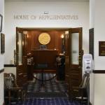 The chamber of the Alaska House of Represenatives was empty on Wednesday, March 30, 2022, after floor sessions in the body were canceled as three Republican lawmakers refuse to comply with masking requirements reinstated amid an outbreak of COVID-19 among House members and their staff. (Peter Segall / Juneau Empire)