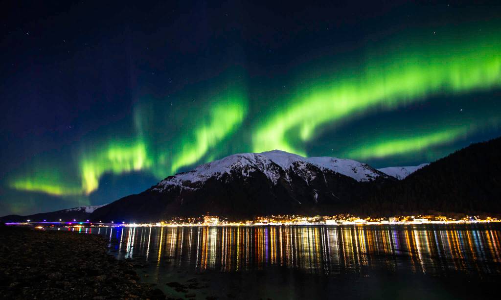 This photo shows the northern lights over Juneau. Photo taken April 13,2022. (Courtesy Photo / Jack Beedle)