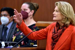 Sen. Lisa Murkowski speaks to a joint session of the Alaska State Legislature in late February. (Peter Segall / Juneau Empire File)