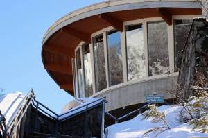 This March 2021 photo shows the Mendenhall Glacier Visitor Center. (Ben Hohensatt / Juneau Empire File)