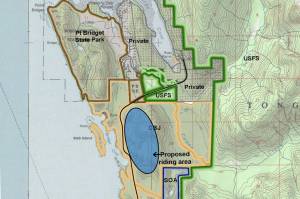This map, included in a City and Borough of Juneau Lands, Housing and Economic Development Committee meeting packet, shows the location of a proposed off-road vehicle park. The committee OKd negotiations between the third party and an enthusiast group seeking to make the park a reality. (City and Borough of Juneau)