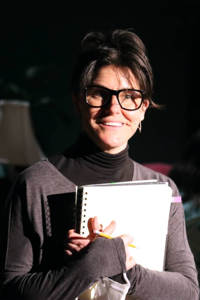 Ben Hohenstatt / Juneau Empire
Big Alison (Allison Mickelson) clutches a sketchbook while reflecting on her younger years during rehearsal for Perseverance Theatres production of Fun Home