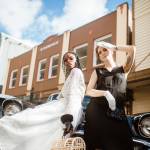 Models Chameleon, left, and Élise Pypaert pose during an Alaska Fashion Week event on May 7, 2022. (Courtesy photo / Sydney Akagi Photography)