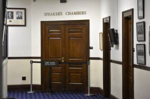 Members of the House Majority Coalition spent most of Friday, May 13, 2022 in caucus meetings at the Alaska State Capitol, discussing how to proceed with a large budget bill some have called irresponsible. With a thin majority in the House of Representatives, there's a possibility the budget could pass. (Peter Segall / Juneau Empire)