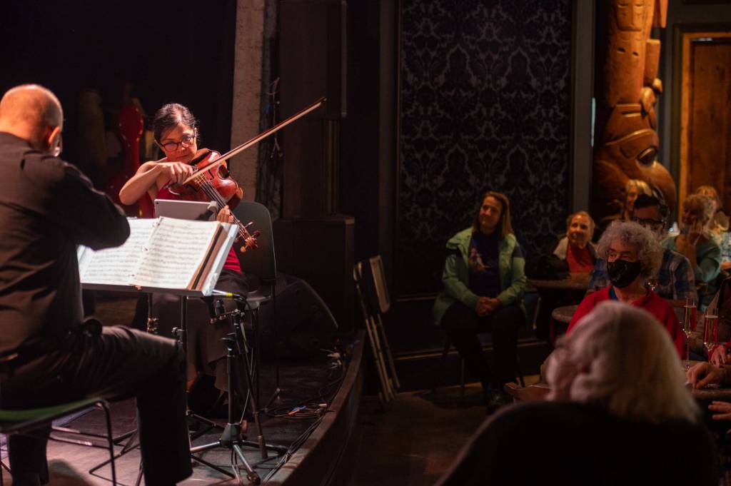 The Arianna String Quartet performs a Classical Cocktails concert at the recently reopened Crystal Saloon last Wednesday night.