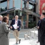 Assistant U.S. Commerce Secretary Alejandra Castillo, second from left, meets Southeast Alaska Native leaders at the Sealaska Heritage Plaza on Wednesday to discuss the Spruce Root project, which is among 60 finalists seeking a share of a $1 billion federal development grant. Spruce Roots is hoping to be among the 20-30 winners who will each receive up to $100 million, with the project seeking to create 250 new jobs, $22 million in new annual economic activity and $20 million in new infrastructure. (Mark Sabbatini / Juneau Empire)