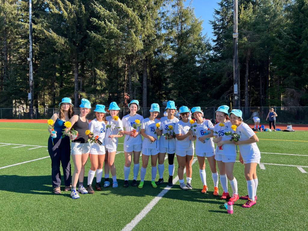 TMHS seniors Jade Blackwell, Abigail Booton, Molly Brocious, Maryellen Bryson, Kiah Dihle, Ruchi Haight, Jamie Heidersdorf, Grace Hudson, Naomi Olver, Julia Robinson, and Rayna Ghering pose for a photo during JDHS senior night on May 19, 2022. (Courtesy photo / CIndy Erikson)