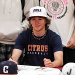 Porter Nelson, a senior at Juneau-Douglas High School: Yadaa.at Kalé, signed his letter of intent to play baseball for Citrus College, a community college located in Glendora, California, on May 24, 2022. I was pretty stoked. I didnt think they were going to answer my email, said Nelson about the college extending the offer. Theyre the dream for me. Nelson plays center fielder, and intends to study kinesiology, he said. (Michael S. Lockett / Juneau Empire)