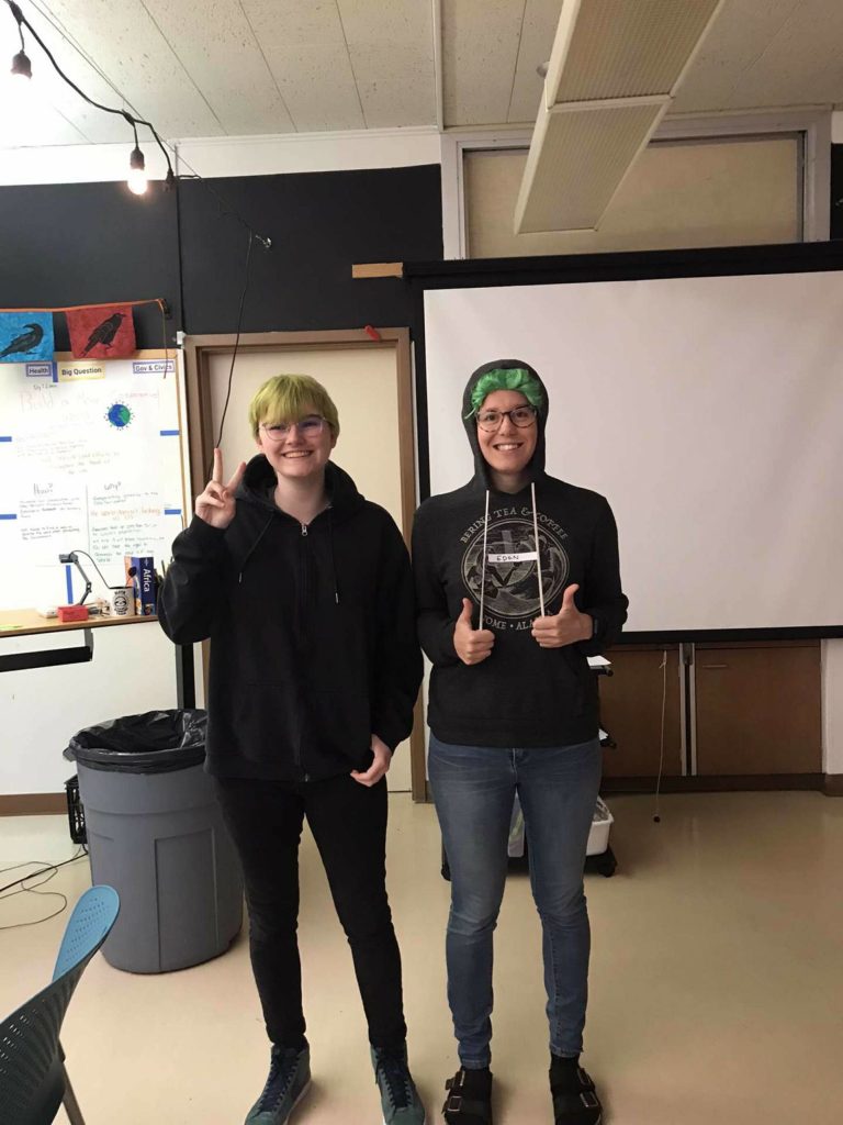 Eden Denton, a Yaakoosgé Daakahídi High School senior, left, poses with Devin Tatro. Denton will attend University of Alaska Southeast in the fall. (Courtesy photo / Eden Denton)