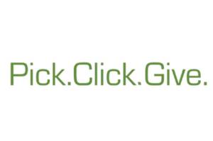 This screenshot from the Pick.Click.Give. website shows the program's logo. (Screenshot)